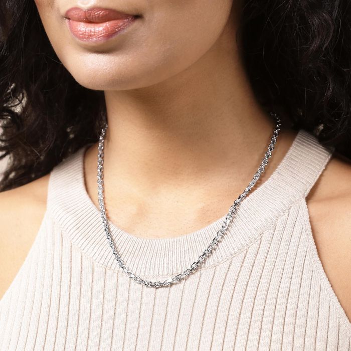 Sterling Silver 3.5mm Anchor Bracelet with Chain