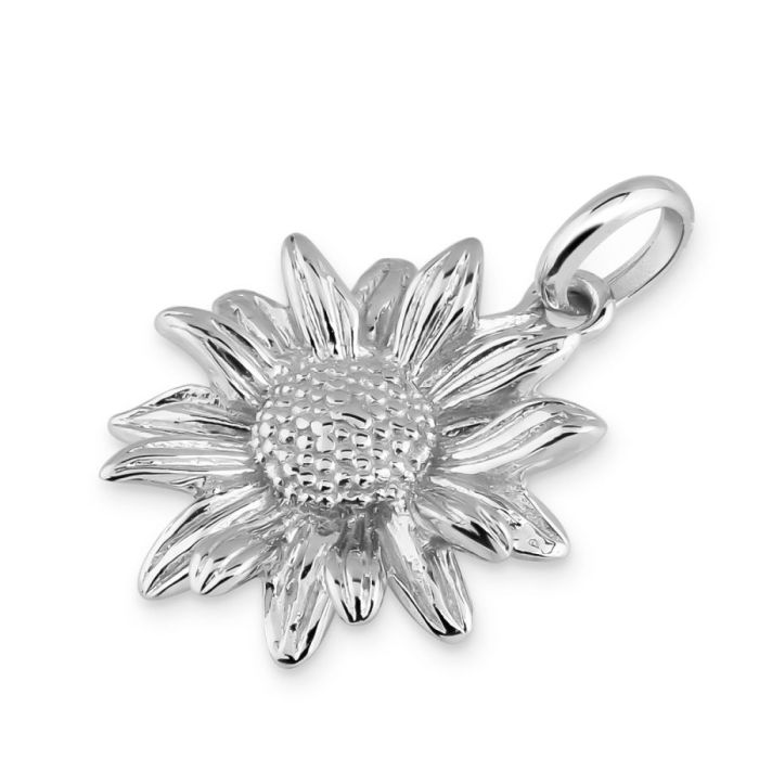 Sterling Silver Aster September Flower Pendant