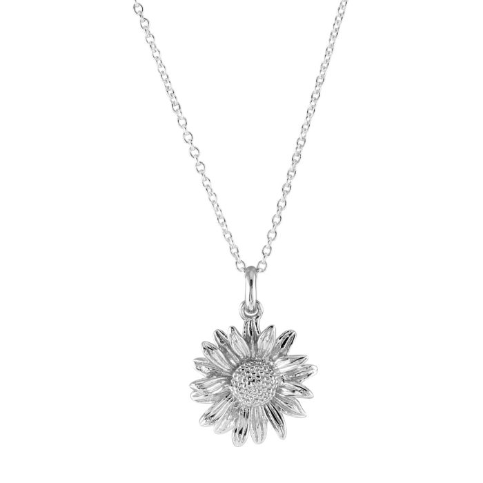 Sterling Silver SEPTEMBER ASTER Necklace with Cable Chain