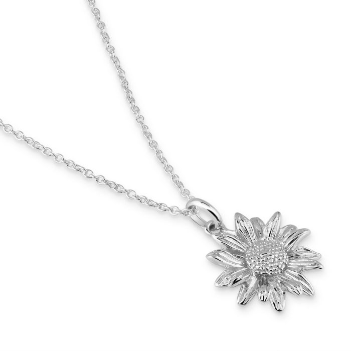 Sterling Silver SEPTEMBER ASTER Necklace with Cable Chain