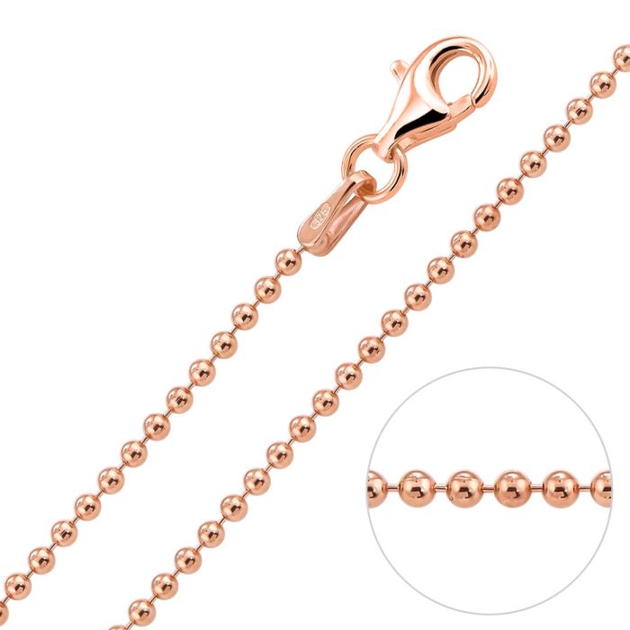 9ct Rose Gold plated 1.5mm Ball Bead Chain Necklace