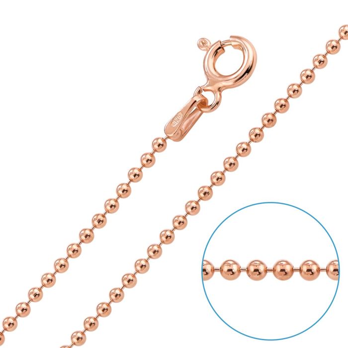 Children's 9ct Rose Gold plated 1.5mm Ball Bead Chain 16