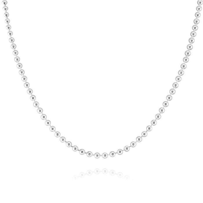 Sterling Silver 3mm Ball Bead Link Bracelet with Chain