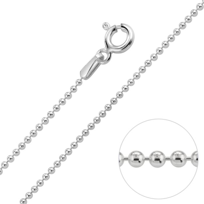 Sterling Silver 1.2mm Ball Bead Chain Necklace