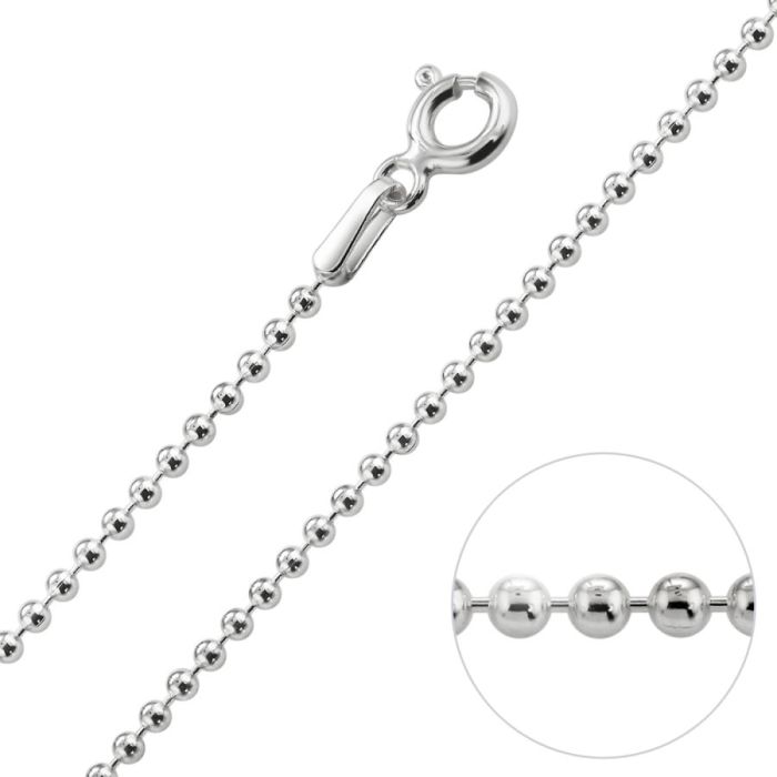 Sterling Silver 1.5mm Ball Bead Link Bracelet with Chain