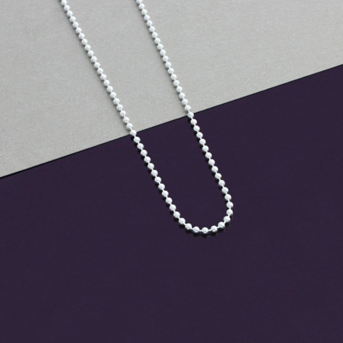 Sterling Silver 1.5mm Ball Bead Link Bracelet with Chain