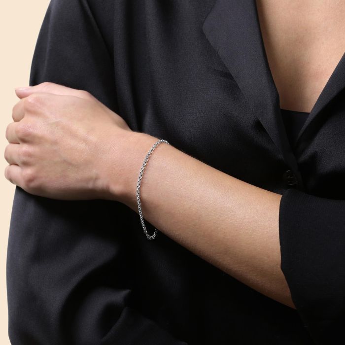 Sterling Silver 2.6mm Belcher Bracelet with Chain