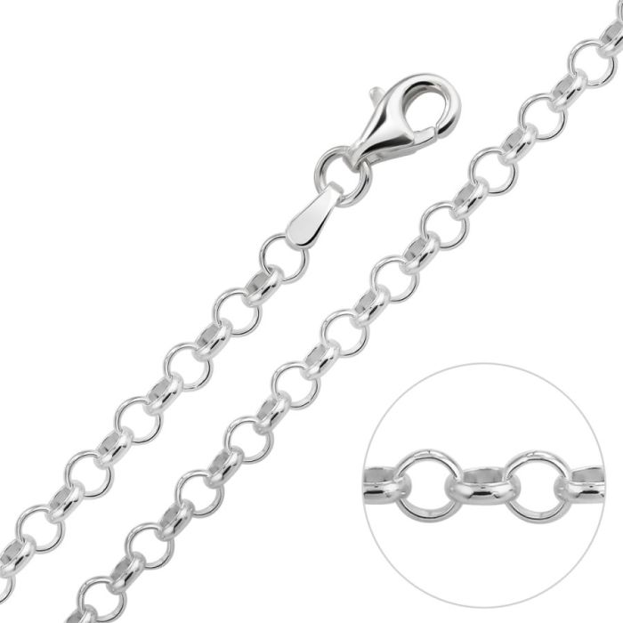 Sterling Silver 3.4mm Belcher Rolo Chain Necklace