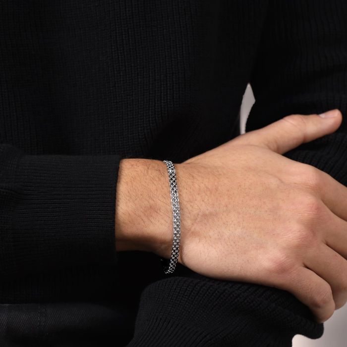 Sterling Silver 4.4mm Bismark Bracelet with Chain