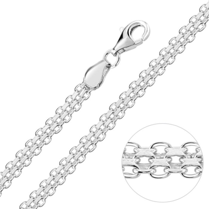Sterling Silver 4.4mm Bismark Bracelet with Chain