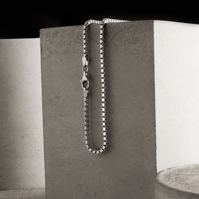 Sterling Silver 2.3mm Box Chain Necklace Diamond Cut 
