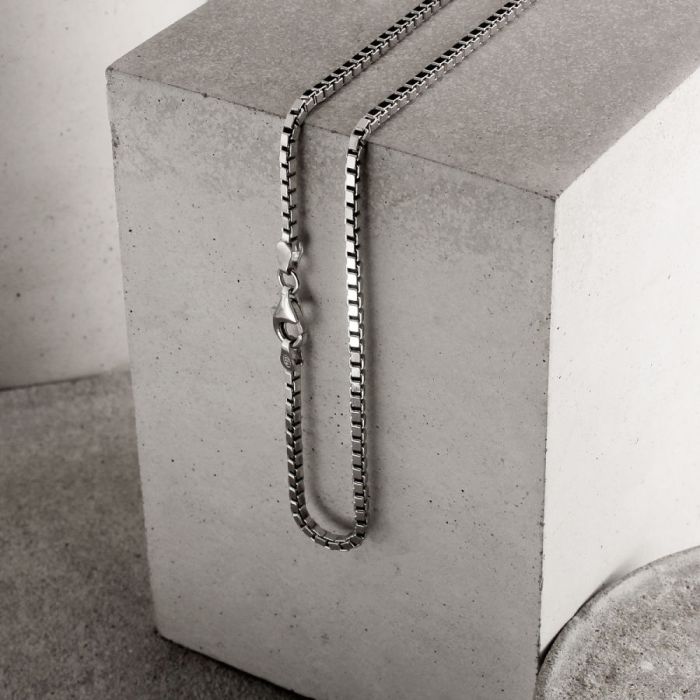 Sterling Silver 2.3mm Box Chain Necklace Diamond Cut 