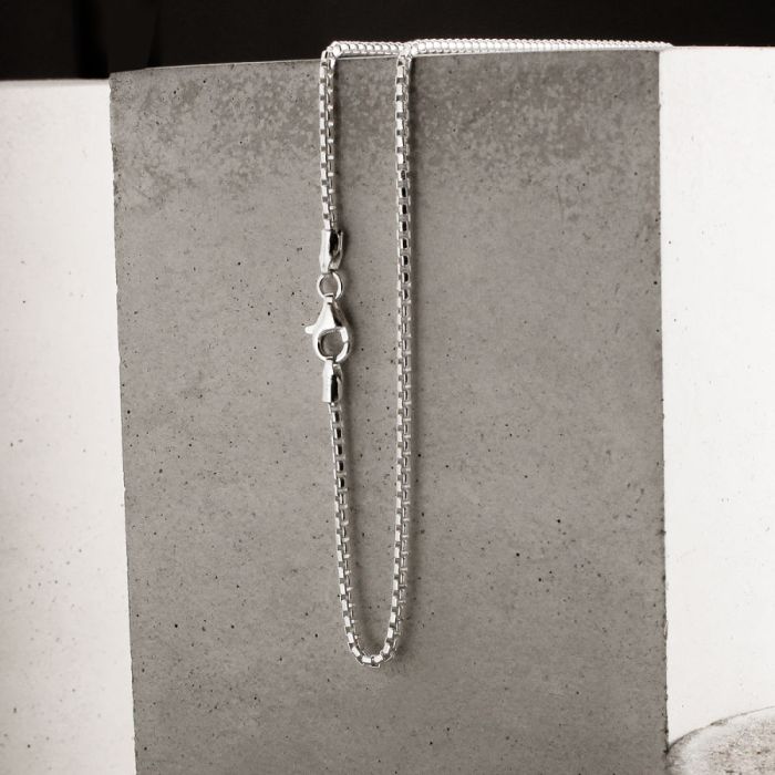 Sterling Silver 2mm Rounded Box Link Bracelet with Chain