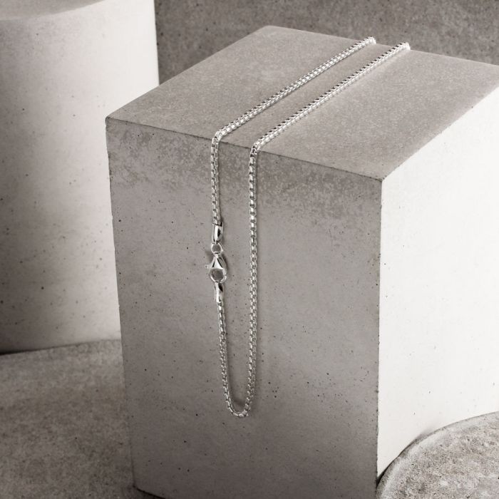 Sterling Silver 2mm Rounded Box Link Bracelet with Chain