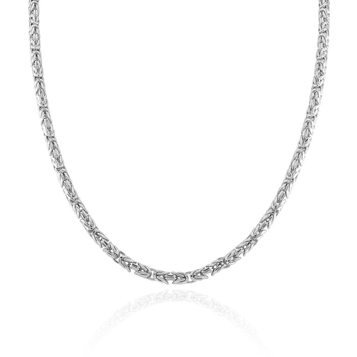 Sterling Silver 3.9mm Round Byzantine Chain Necklace