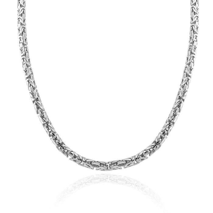 Sterling Silver 4.8mm Round Byzantine Chain Necklace