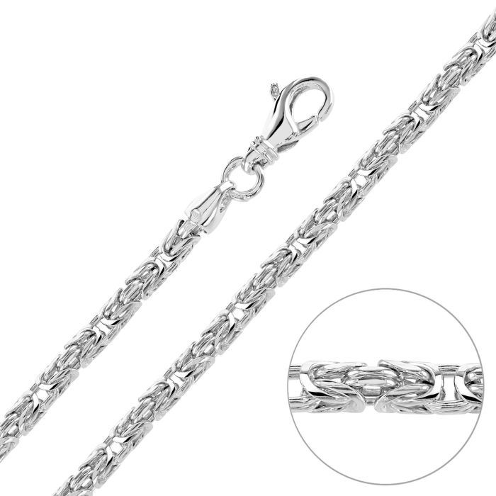 Sterling Silver 3.9mm Round Byzantine Bracelet with Chain
