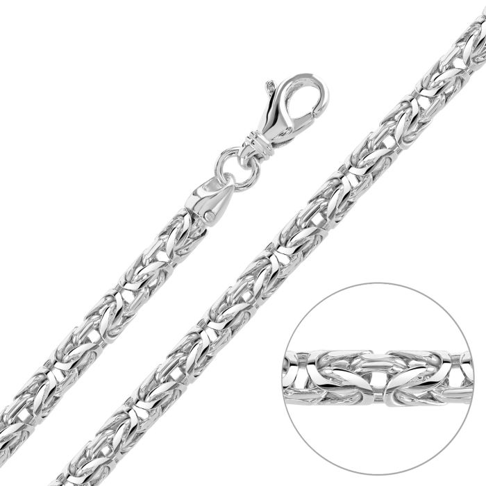 Sterling Silver 4.8mm Round Byzantine Bracelet with Chain