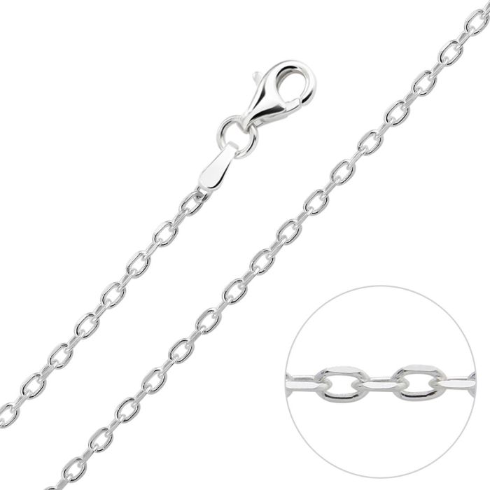 Sterling Silver 1.5mm Diamond Cut Cable Trace Chain Necklace