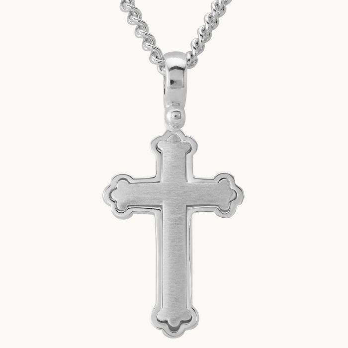 Sterling Silver Budded Cross Necklace