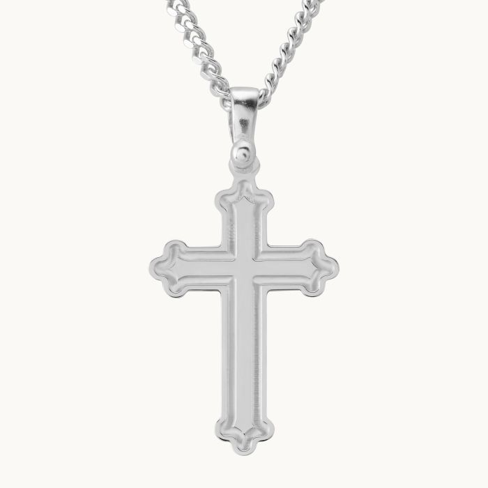 Sterling Silver Budded Cross Necklace