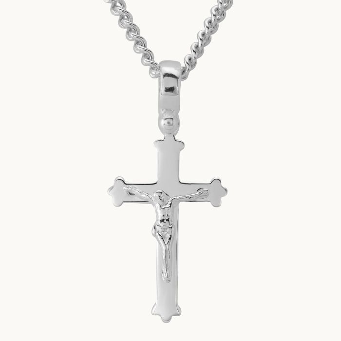 Silver on sale crucifix necklace