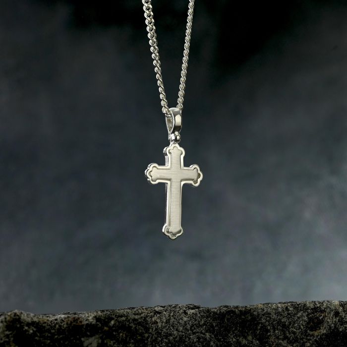 Sterling Silver Budded Cross Necklace