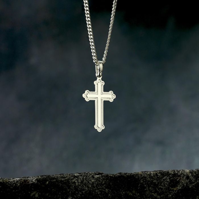 Sterling Silver Budded Cross Necklace