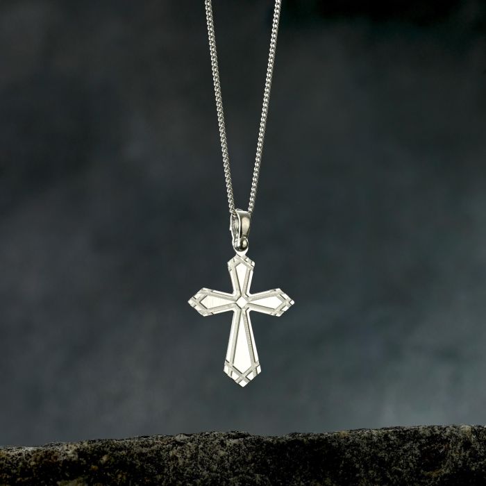 Sterling Silver Cross Byzantine Necklace