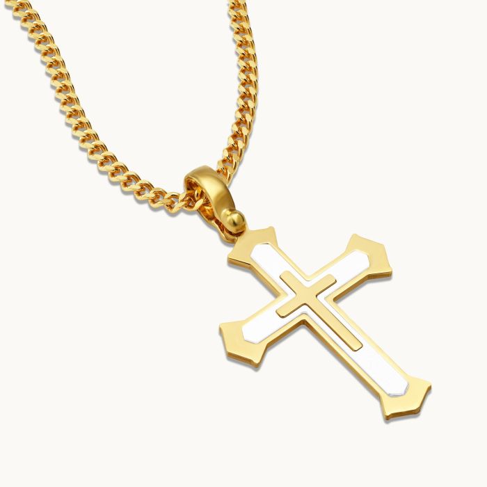 Gold Plated on Sterling Silver Cleche Cross Necklace