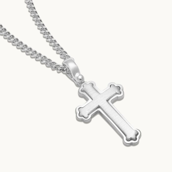 Sterling Silver Budded Cross Necklace