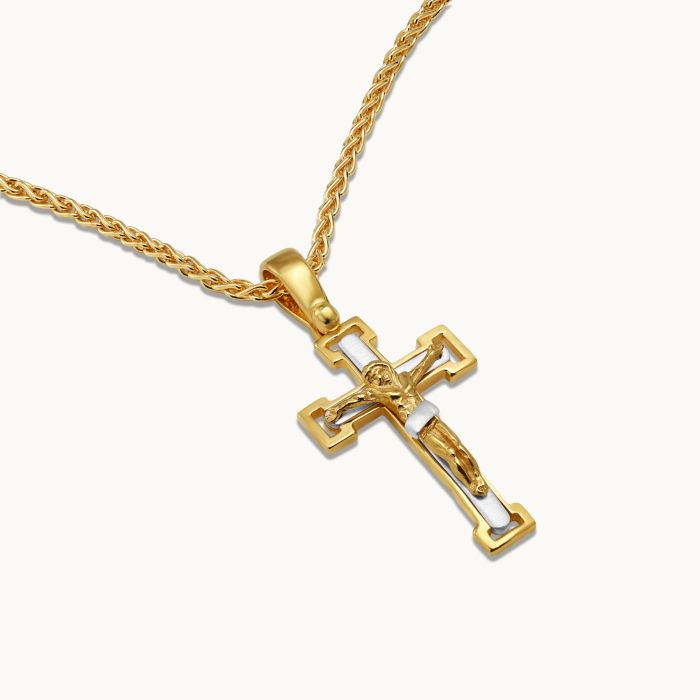 Gold Plated on Sterling Silver Crucifix Cross Necklace