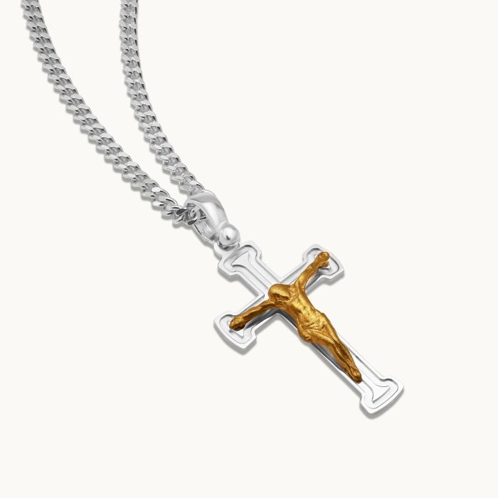 Gold Plated on Sterling Silver Crucifix Cross Necklace