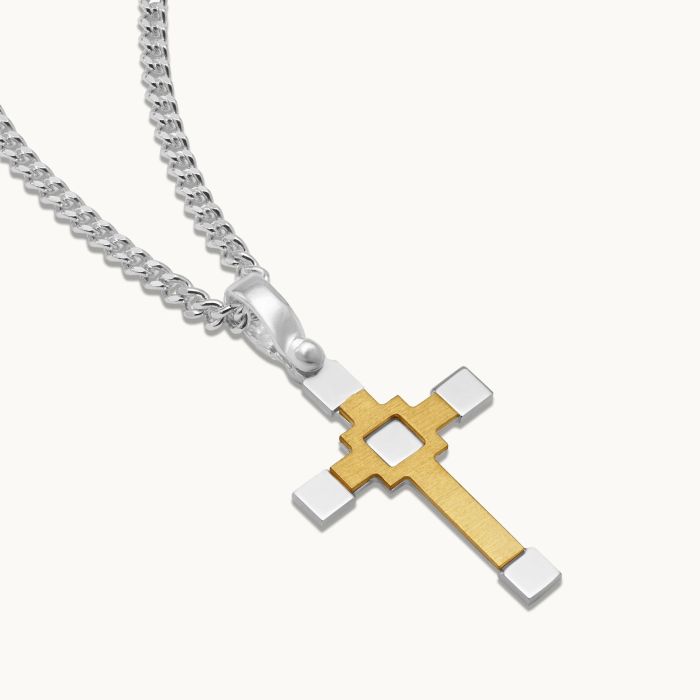 Gold Plated on Sterling Silver Cross Necklace