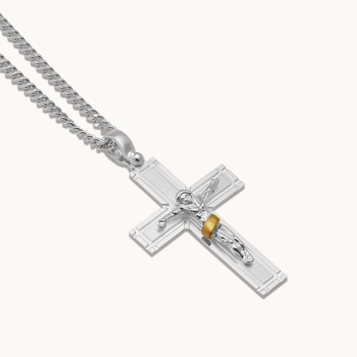 Gold Plated on Sterling Silver Crucifix Cross Necklace