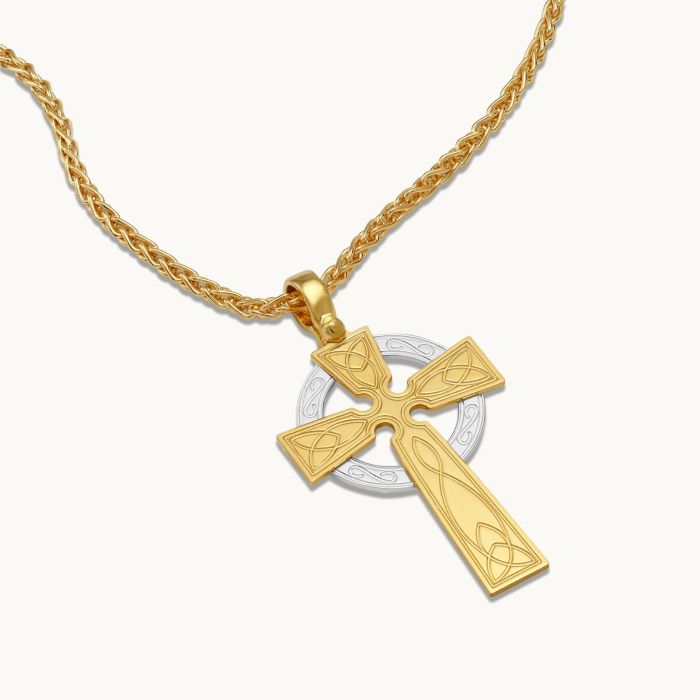 Gold Plated on Sterling Silver Celtic Cross Necklace