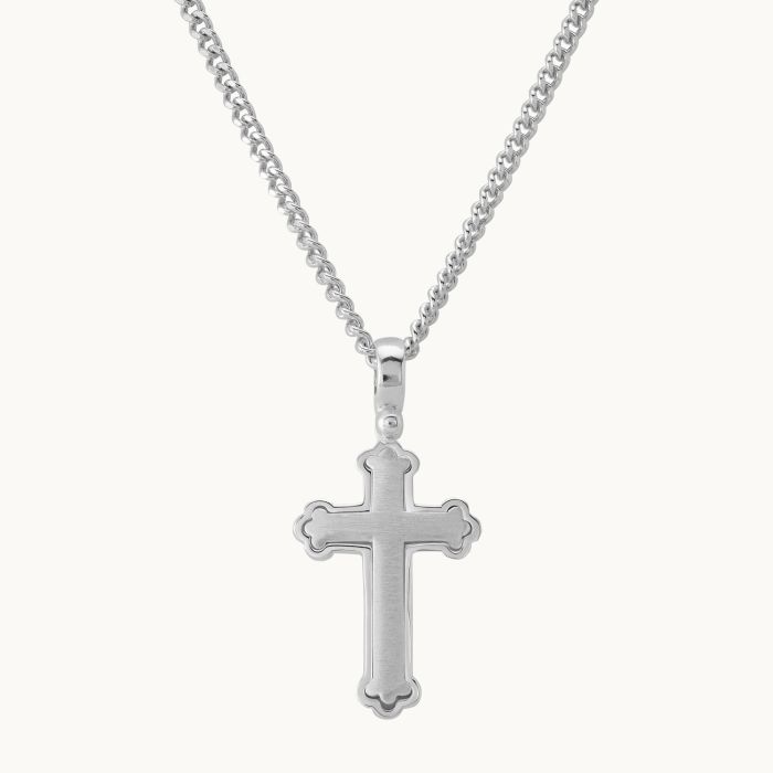 Sterling Silver Budded Cross Necklace