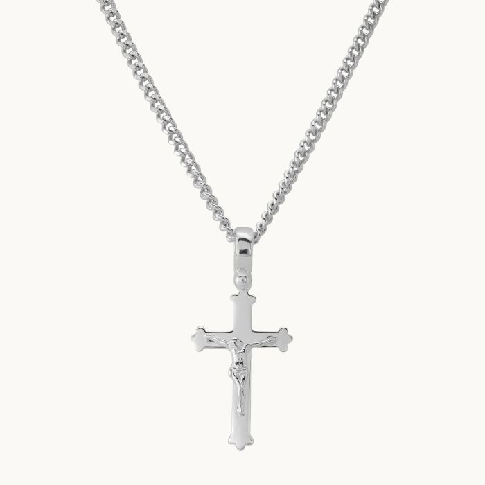 Sterling Silver Budded Crucifix Cross Necklace