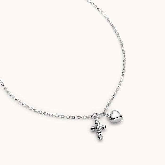 Sterling Silver Faith and Love Charm Necklace