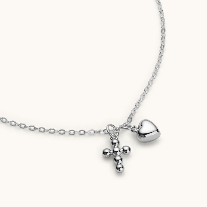 Sterling Silver Faith and Love Charm Necklace