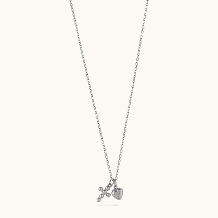 Sterling Silver Faith and Love Charm Necklace