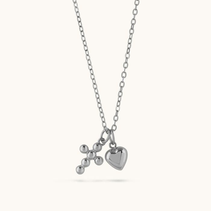 Sterling Silver Faith and Love Charm Necklace