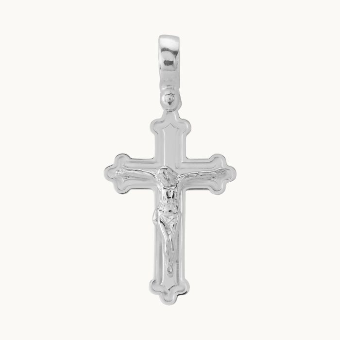 Sterling Silver Budded Crucifix Cross Pendant