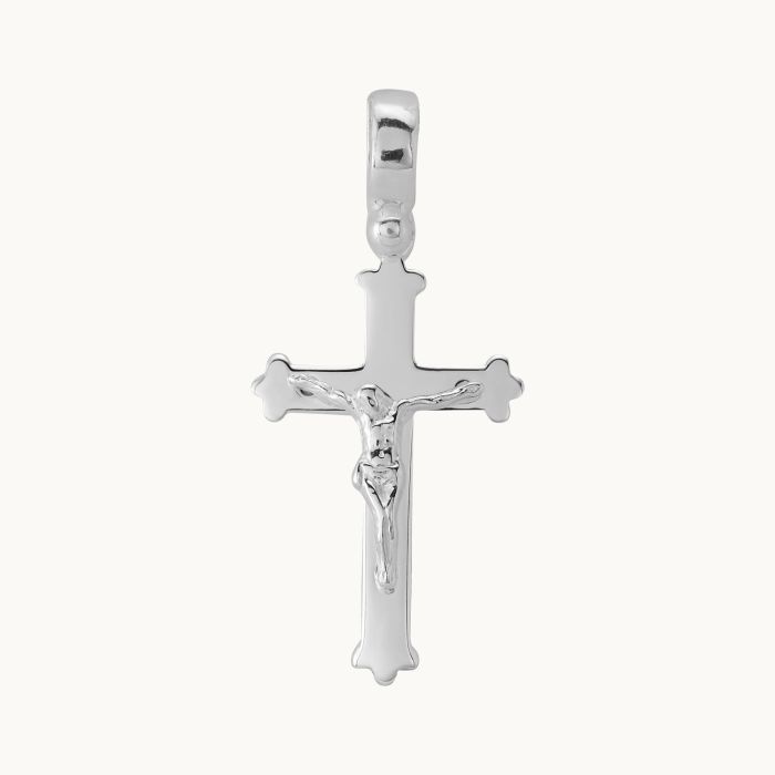 Sterling Silver Budded Crucifix Cross Pendant