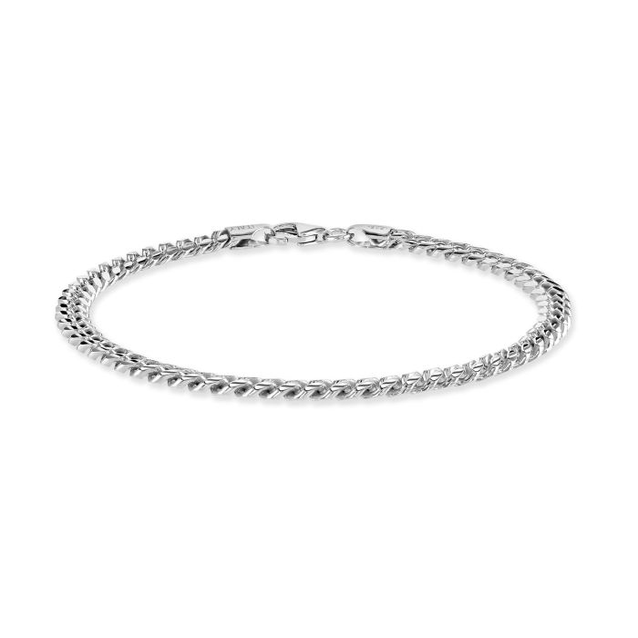 Sterling Silver 4.9mm Diamond Cut Cuban Bracelet with Chain