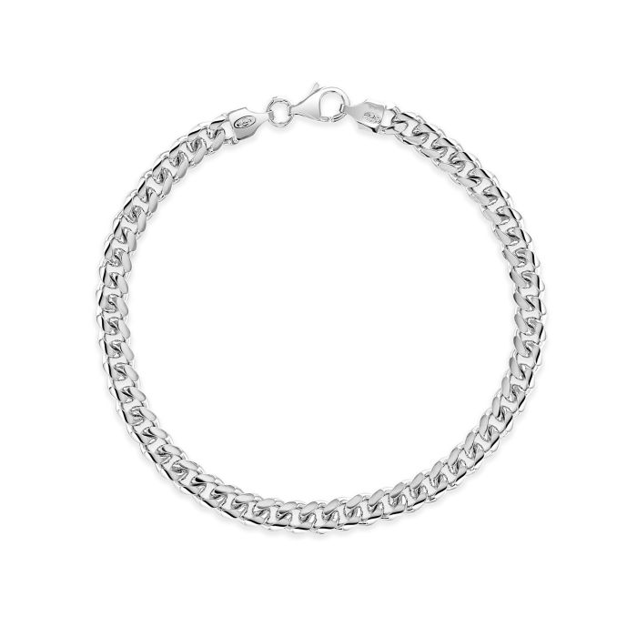 Sterling Silver 5.6mm Diamond Cut Cuban Bracelet with Chain