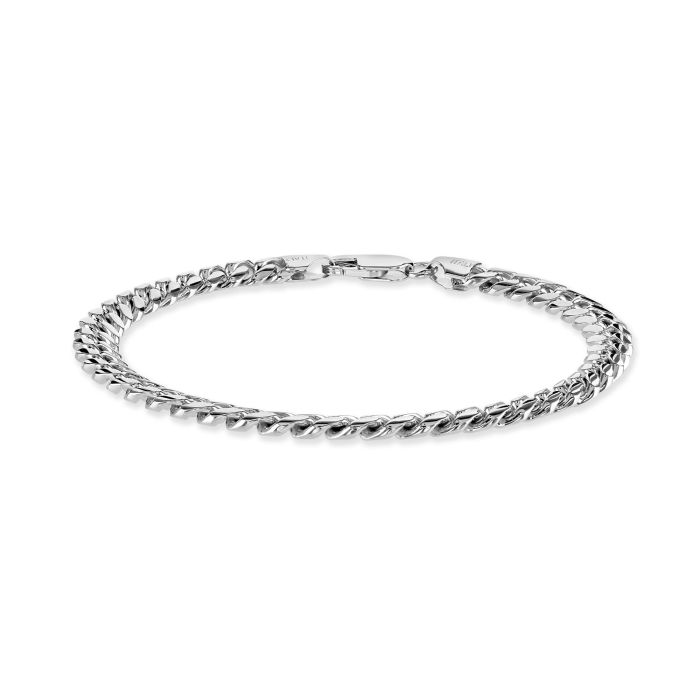 Sterling Silver 6.3mm Diamond Cut Cuban Bracelet with Chain