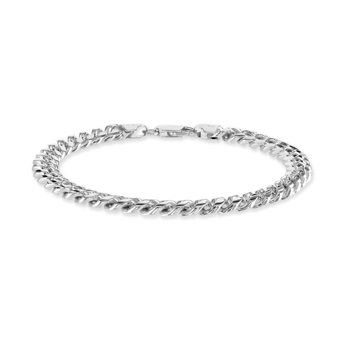 Sterling Silver 7mm Diamond Cut Cuban Bracelet with Chain