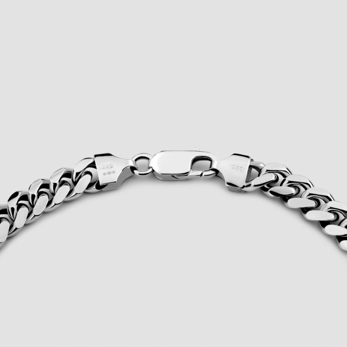 Sterling Silver 7mm Diamond Cut Cuban Bracelet with Chain
