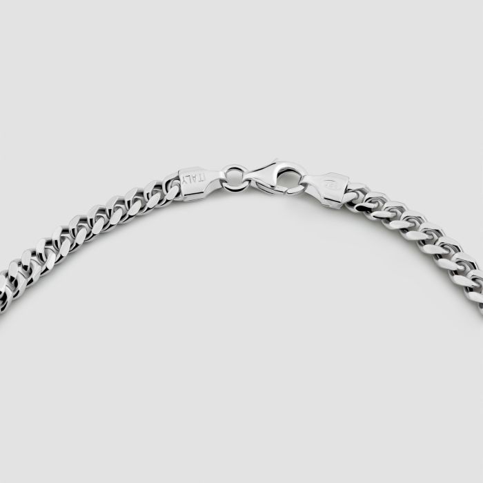 Sterling Silver 4.9mm Diamond Cut Cuban Bracelet with Chain